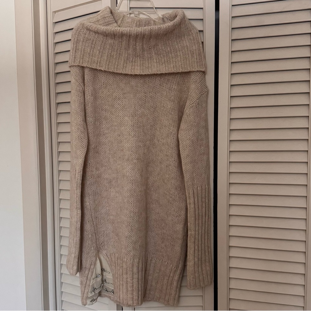 Y2K Juicy Couture Beige Cowl Neck Sweater Dress SZ S